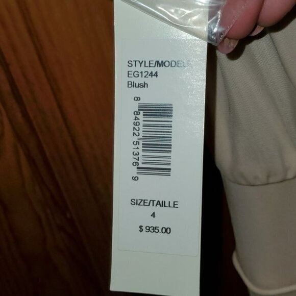 Badgley Mischka Collection Embellished Sheer Blush Maxi Event Lined Sz. 4 Dress - Picture 12 of 15